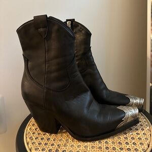 FREE PEOPLE BRAYDEN WESTERN BOOTS IN BLACK